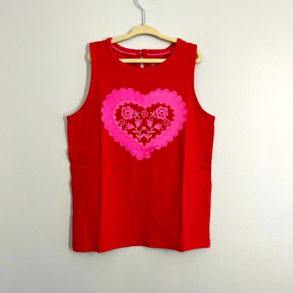 Mini Boden Red Flutter Heart Applique Tank Top size 9-10 years New without tags - Picture 2 of 7